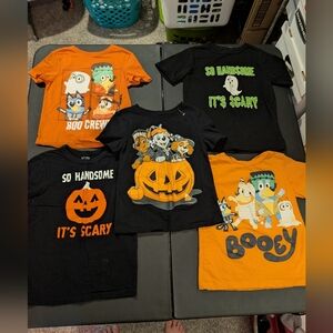 Lot of 5 (FIVE) Toddler Boy Halloween Graphic Short Sleeve Shirts in Size 4T